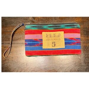 FEED Nest Artisans Guatemala Woven Striped Pouch Travel Bag Multicolor Zipper